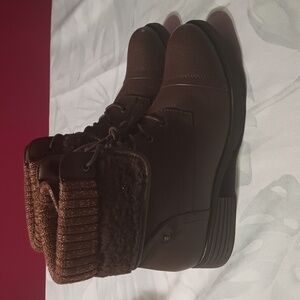 Brown Lace-Up Ankle Boots